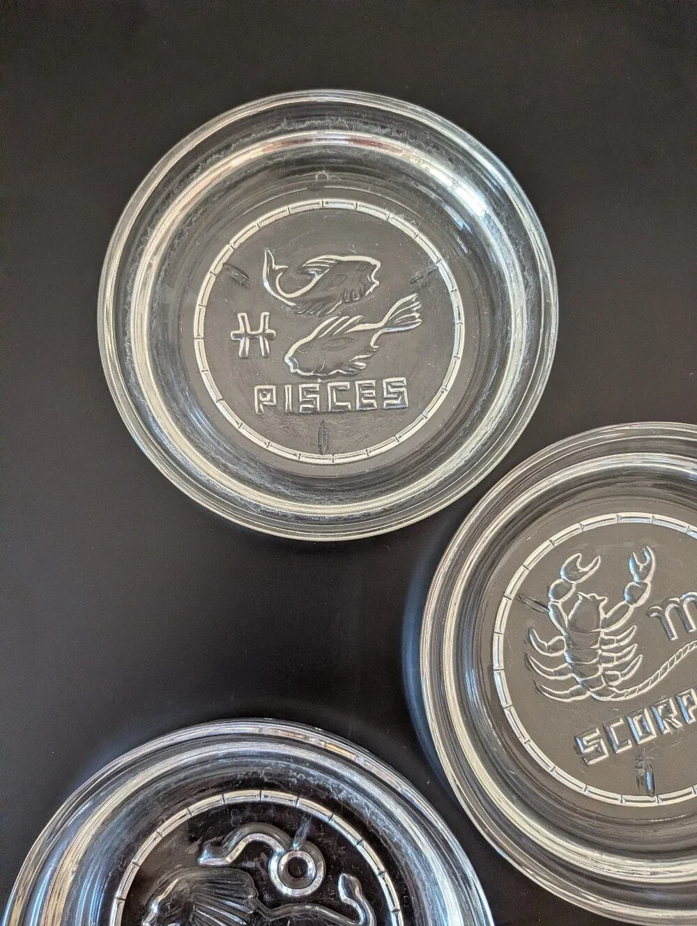 Vintage Zodiac Sign Tiffinware Glass Coasters Set of 5